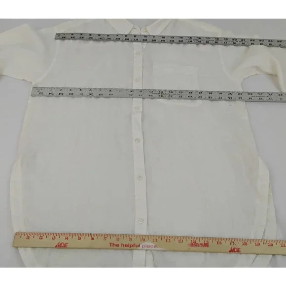 Athleta Linen Long and Lean Shirt Women's M White NWT #J5329 - Picture 12 of 15